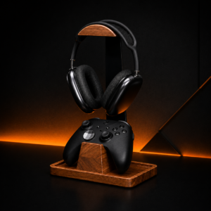 HeadLift Wooden Headphone Stand and Controller Holder Combo