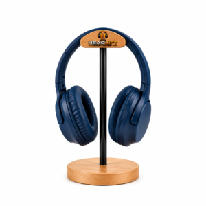 Headlift Wooden & Metal Headphone Stand Holder - Natural Wood Base