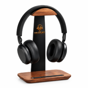 HEADLIFT Wooden and Metal Headphone Stand Holder with Built-in Pen Rest