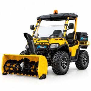 Headlift Utility Vehicle (UTV) Side-by-Side with Front Snow Blower Blower Attachment - Yellow & Black