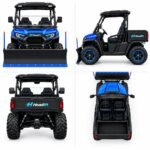 Headlift Utility Terrain Vehicle (UTV) Side-by-Side with Front Snow Plow Blade and Rear Cargo Bed - Blue & Black - Image 2